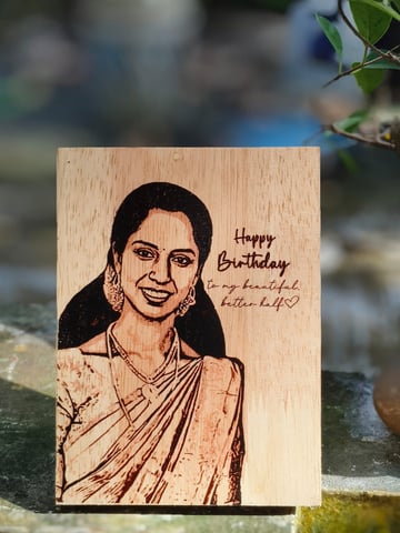 personalised wood engraving card